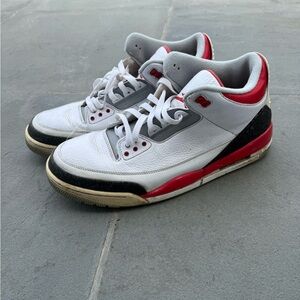 Jordan White, Red, and Black Sneakers